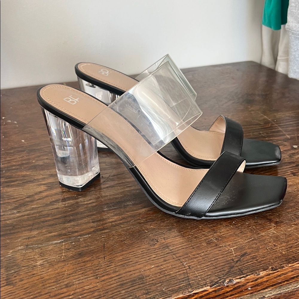 Nordstrom Black and Clear Block Heels